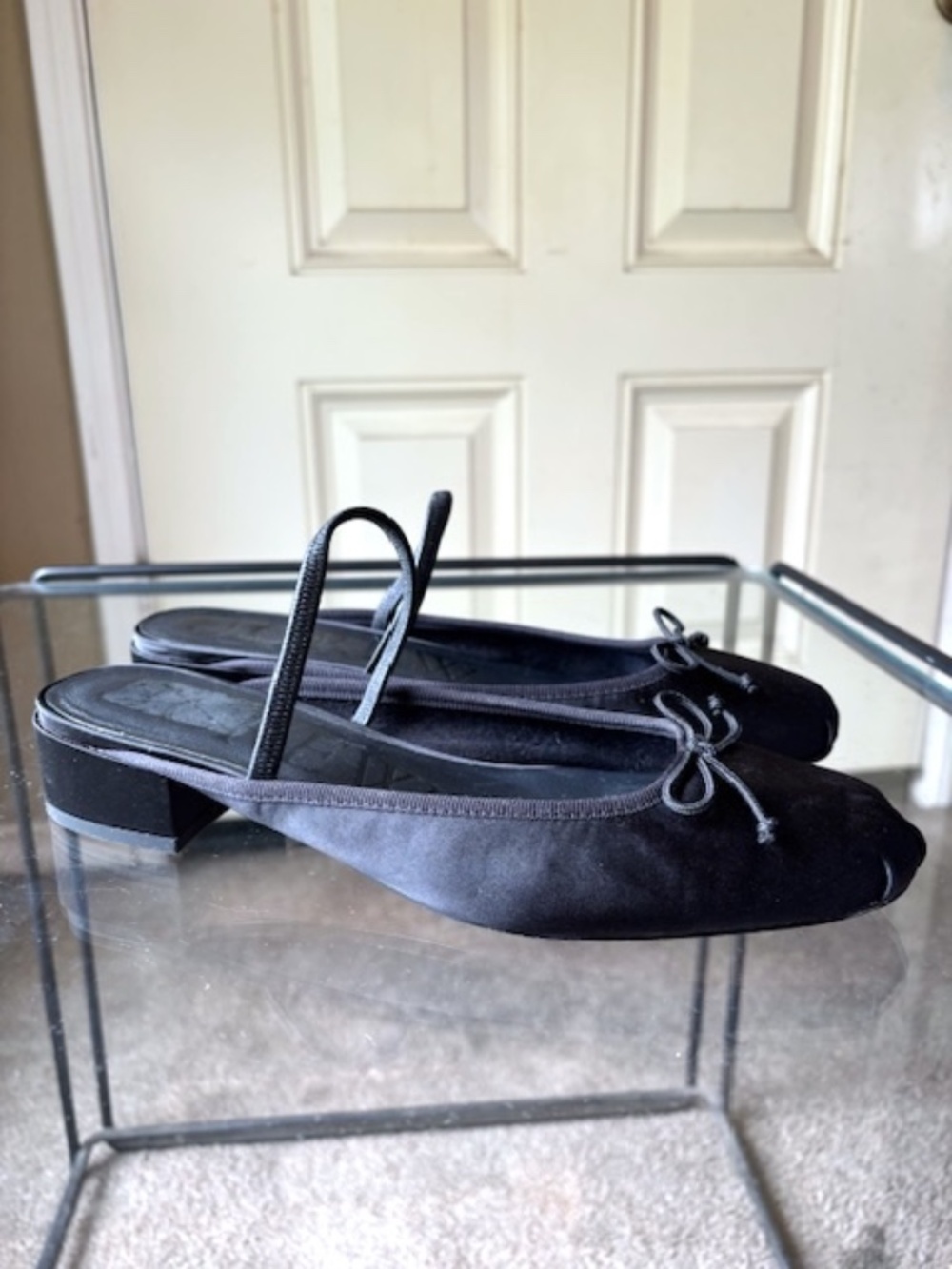 $148 J CREW Teagan Ballet Flat Mules in Black Satin EUC/sz 8 - Picture 5 of 13